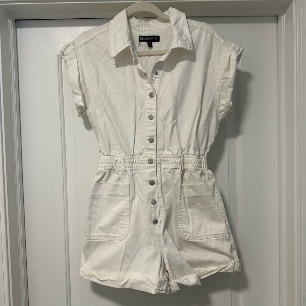 Blank NYC White Button-Up Romper